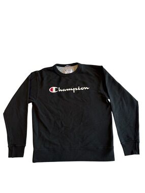 Champion Black Crewneck Sweatshirt with Script Logo
